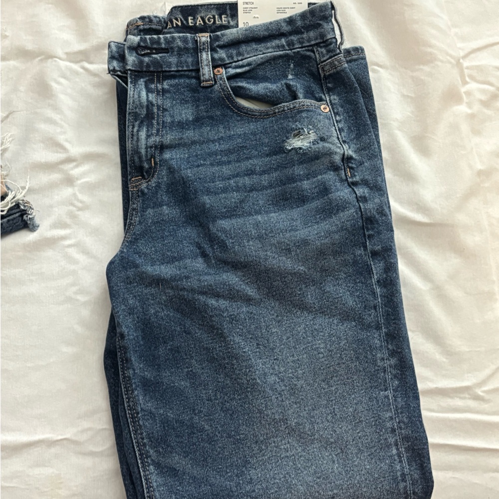 American Eagle Outfitters Men's Dark Blue Slim Straight Jeans